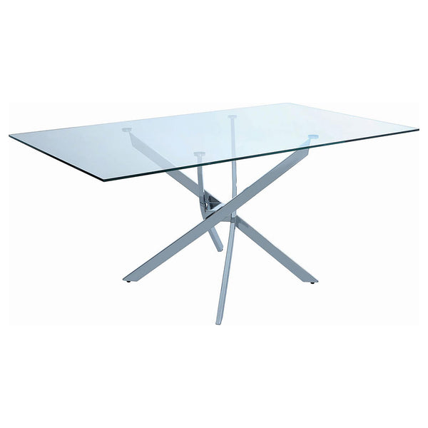 Carmelo X-shaped Dining Table Chrome and Clear image