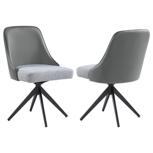 Paulita Upholstered Swivel Side Chairs (Set of 2) Grey and Gunmetal image