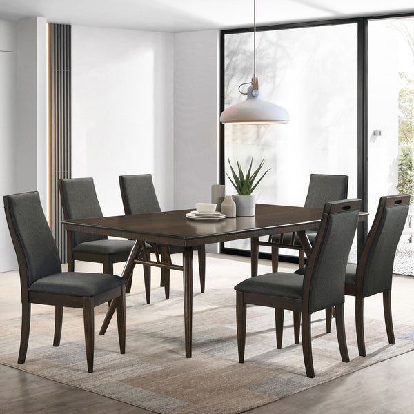 Wes Rectangular Dining Set Grey and Dark Walnut image