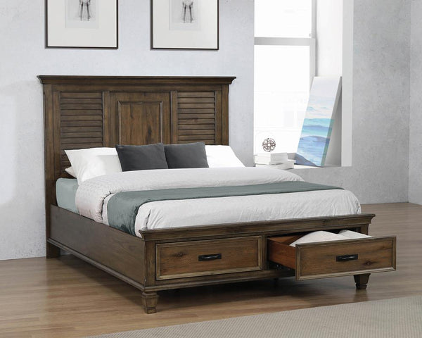 Franco 4-piece Eastern King Storage Bedroom Set Burnished Oak image