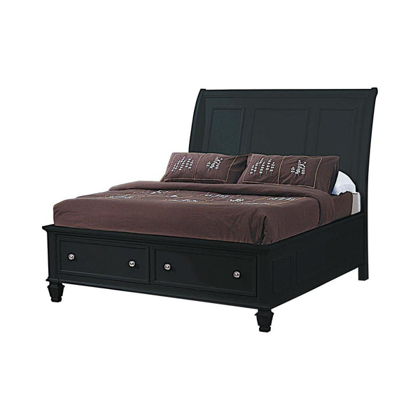 Sandy Beach California King Storage Sleigh Bed Black image