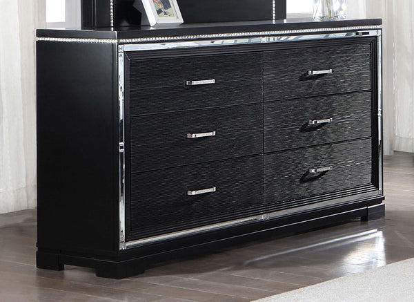 Cappola Rectangular 6-drawer Dresser Silver and Black image