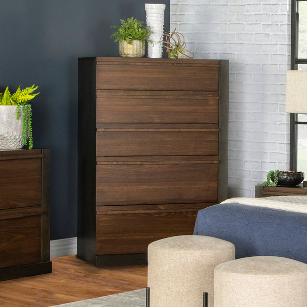 Azalia 5-drawer Chest Black and Walnut image