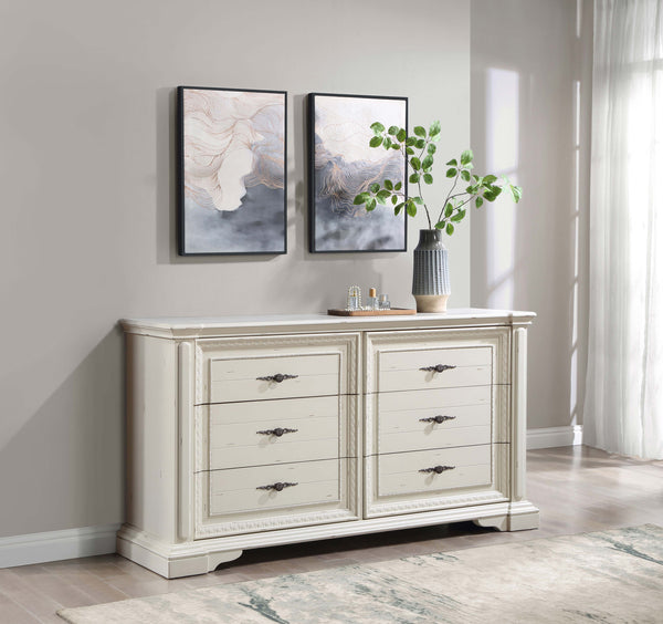 Evelyn 6-drawer Dresser Antique White image