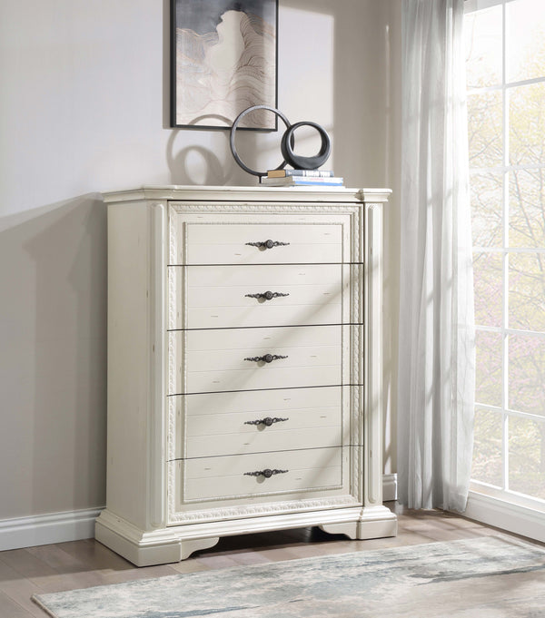 Evelyn 5-drawer Chest Antique White image