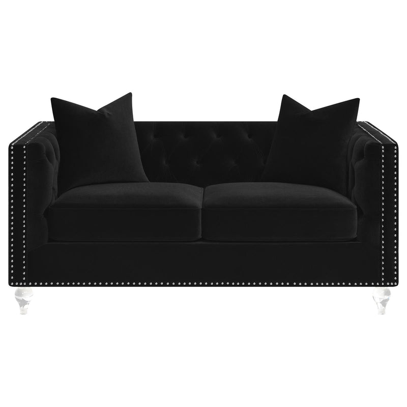 Delilah Upholstered Tufted Tuxedo Arm Loveseat Black image