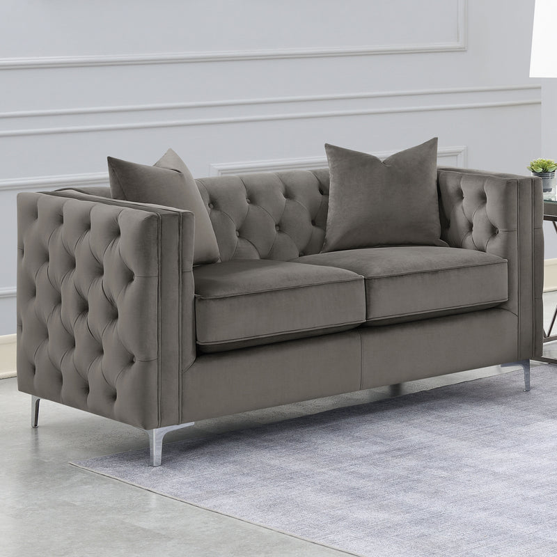 Phoebe Tufted Tuxedo Arms Loveseat Urban Bronze image