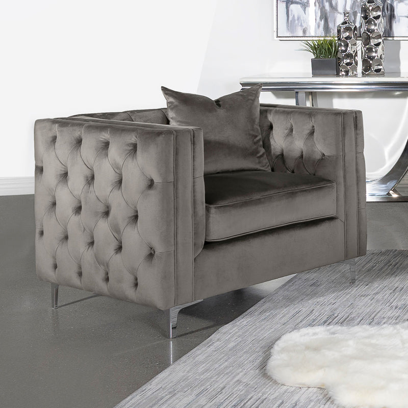 Phoebe Tufted Tuxedo Arms Chair Urban Bronze image