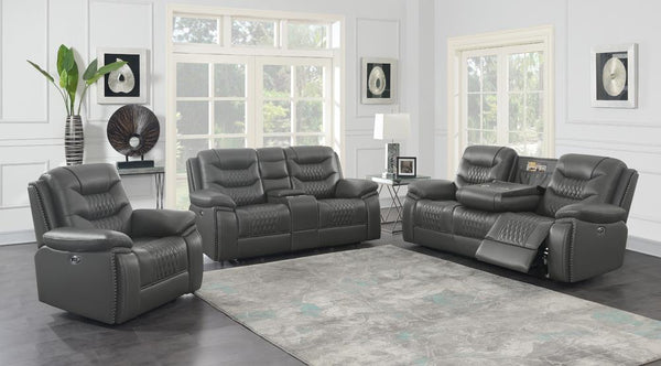 Flamenco 3-piece Tufted Upholstered Power Living Room Set Charcoal image