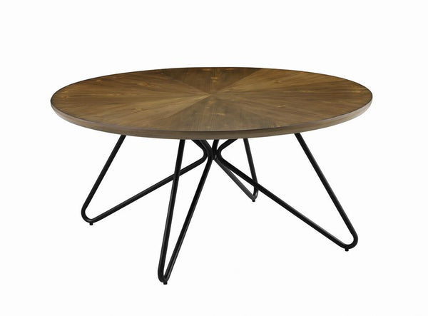 Brinnon Round Coffee Table Dark Brown and Black image