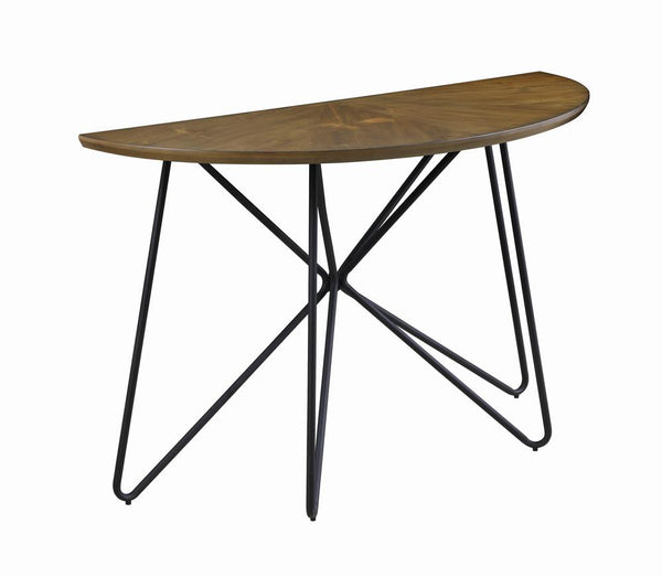 Brinnon Semicircle Sofa Table Dark Brown and Black image