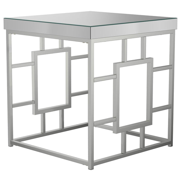 Dafina Geometric Frame Square End Table Chrome image