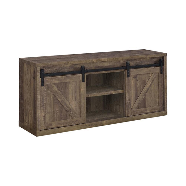 Brockton 59-inch 3-shelf Sliding Doors TV Console Rustic Oak image