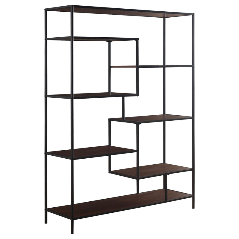 Asher 7-shelf Geometric Bookcase Walnut image