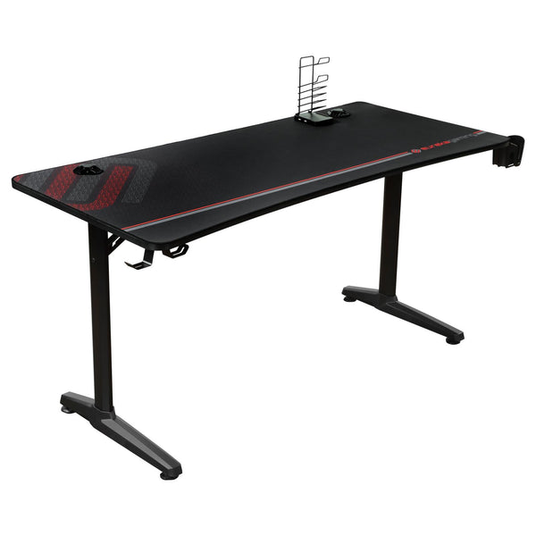 Tarnov Rectangular Metal Gaming Desk with USB Ports Black image