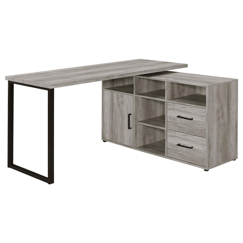 Hertford L-shape Office Desk with Storage Grey Driftwood image