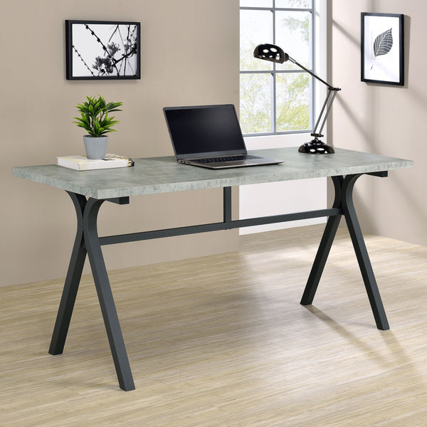 Tatum Rectangular Writing Desk Cement and Gunmetal image