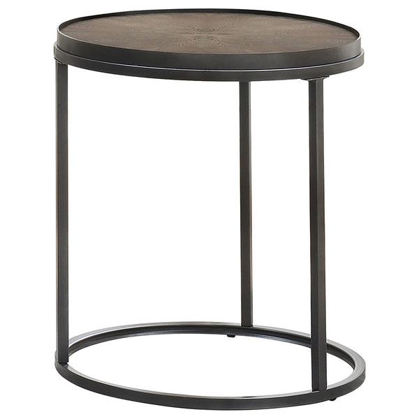 Rodrigo Round End Table Weathered Elm and Gunmetal image