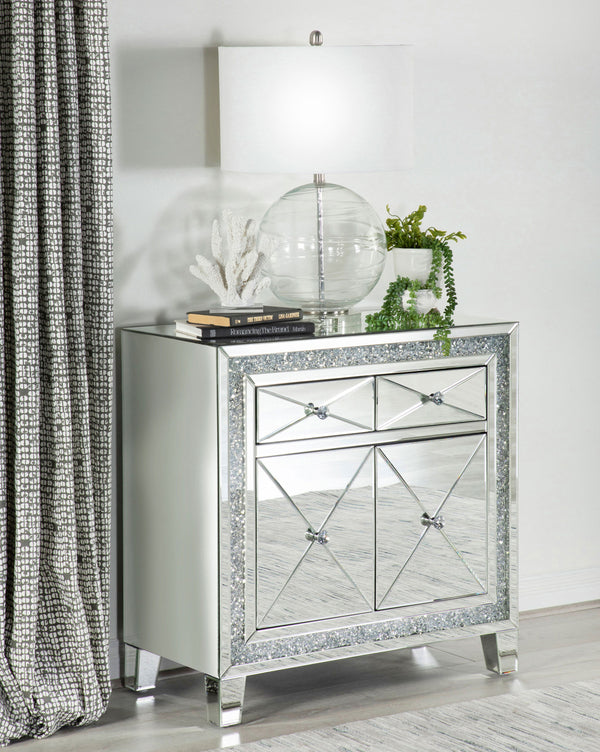 Arwen 2-drawer Accent Cabinet Clear Mirror with LED Lighting image